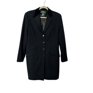 Ralph Lauren Vintage Wool Velvet Collar Long Equestrian Riding Jacket| Size 10P